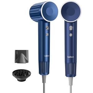 Laifen Haardroger, retroserie, 200 miljoen negatieve ionen, föhn met 110.000 omw/min, borstelloze motor voor snel drogen, föhn met hoge snelheid, geluidsarm, met diffuser voor thuis, op reis, blauw