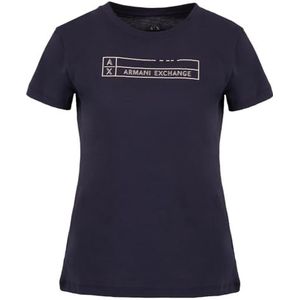 Armani Exchange Dames Short Sleeve AX Logo T-Shirt, Blueberry Jelly, XL, Blueberry Jelly, XL
