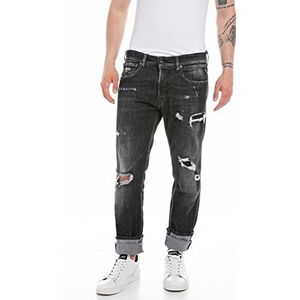 Replay Herenjeans Grover Straight-Fit met stretch, 096, medium grijs, 32W / 30L