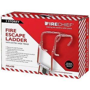 Firechief FEL430 Firechief Fire Escape Ladder voor thuisgebruik | Compacte lichtgewicht ladder voor noodsituaties | 2 verdiepingen opvouwbare ontsnappingsladder met extra brede loopvlakken