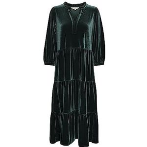 Part Two Fluwelen jurk voor dames, driekwartmouwen, midi-lengte, losse pasvorm, V-hals, Green Gables, XS