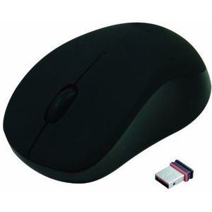 APM 571126 – Draadloze optische muis – ergonomische draadloze muis – ronde vorm – draadloze technologie 2,4 GHz – 3 toetsen en 1 scrollwiel – USB-verbinding – met batterijen – zwart