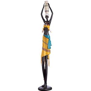 GILDE Grote moderne decoratieve figuur sculptuur Afrikaanse XXL - Afrikaanse decoratie van kunsthars - Afrikaanse stijl - hoogte 89 cm
