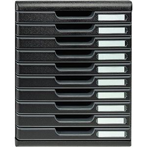 Exacompta - ref. 302414D - Organisatiesysteem - Ladebox MODULO A4 met 10 gesloten laden voor A4+ documenten - Afmetingen: Diepte 35 x Breedte 28,8 x Hoogte 32 cm - Zwart