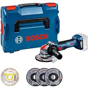 Bosch Professional 18V systeem accu-haakse slijper GWX 18V-7 (schijf-Ø 125 mm, met X-LOCK opname, incl. 5-delige slijpschijf set, in L-Boxx) – Amazon Exclusive Set