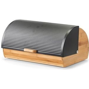 Houten Luxe Broodtrommel met Zwarte Klep/Deksel 39 cm - Broodtrommels
