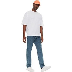 TRENDYOL Heren middelhoge tailleband Straight Leg Regular Fit Jeans, blauw, 30