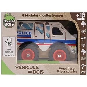 PLANÈTE BOIS - Utilitair voertuig - FSC - 052470-1 stuk - Willekeurig model - Hout - Kinderspel - Auto - Duurzaam speelgoed - 12 cm x 8 cm - Vanaf 18 maanden