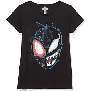 Marvel Little Big Classic Miles Venom Girls T-shirt met korte mouwen, zwart, maat L, zwart, L, zwart, L