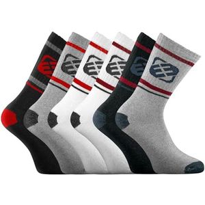 FREEGUN Herensokken voor sport, antislip, 6 stuks, hoge sokken voor heren, tennis, perfecte pasvorm, Rood, 39-42 EU