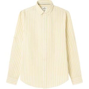 SPRINGFIELD Shirt Cotton Slub Listas herengarderobe, lichtgeel, XS