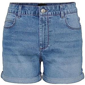 PIECES Pcpeggy Mw Lb Noos Bc Shorts voor dames, blauw (light blue denim), L