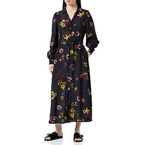 KAFFE Kaninna Casual damesjurk, Black Deep/Green Flower Print, 36