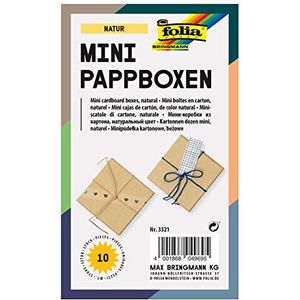 folia 3321 - Mini geschenkdozen, kartonnen dozen van karton, vierkant, natuur, 10 stuks, 7,5 x 7,5 x 4,5 cm - ideaal om te versieren en cadeau te geven