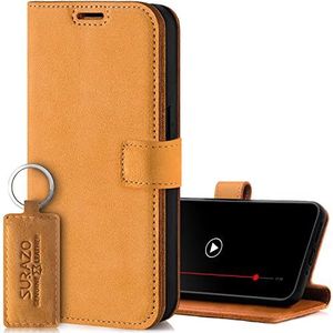 SURAZO Hoes voor mobiele telefoon voor Samsung Galaxy S24 Plus, leren klapbaar, echt lederen beschermhoes met magneet, kaartenvak, RFID-bescherming, standfunctie, flip klaphoes, wallet case, cover,