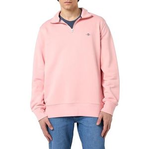 GANT Reg Shield sweatshirt met lange mouwen voor heren, met korte ritssluiting, Bubbelgum Roze, L