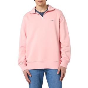 GANT Reg Shield sweatshirt met lange mouwen voor heren, met korte ritssluiting, Bubbelgum Roze, S