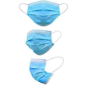 Kare 24002 mond-neusbedekking eenmalig masker, 3-laags met geïntegreerde individueel instelbare neusbeugel en elastische band wit, blauw in 50 stuks, 17,5 x 9,5 cm, 50 stuks