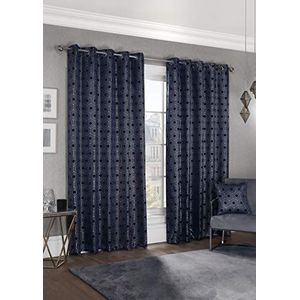 Emma Barclay Hartford-geweven thermische verduisterende ooggordijnen, Gordijn, in marinebreedte 90 x druppel 90 cm (228 x 228 cm), 100% polyester, W
