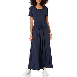 Amazon Essentials Maxi-jurk met korte mouwen voor dames (verkrijgbaar in grote maten), marineblauw, XS