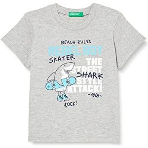 United Colors of Benetton T-shirt voor kinderen en jongens., Melange Light Grey 501, 6 Maanden