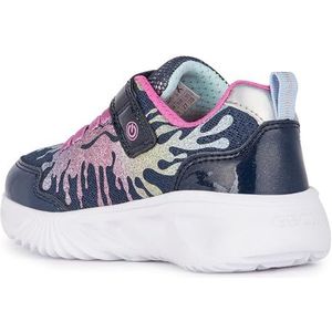 Geox J Assister Girl C Sneakers voor meisjes, Navy Multicolor, 28 EU