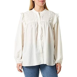 DreiMaster Vintage Dames blouse met lange mouwen teylon 37324860, wolwit, S, grijsblauw, S