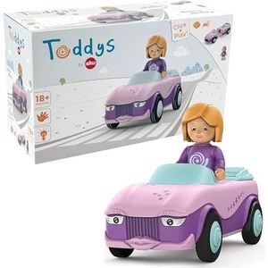 Toddys by siku 0102, Betty Blinky, 2-delig voertuig, combineerbaar, inclusief beweegbaar speelgoedfiguur, hoogwaardige vliegwielmotor, roze/paars, vanaf 12 maanden