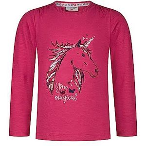 SALT AND PEPPER Meisjes-T-shirt met opschrift L/S Unicorn Seq Emb, cranberry, 116/122 cm