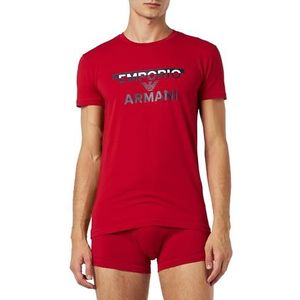 Emporio Armani Heren T-shirt + Trunk Megalogo Underwear, rood, XL