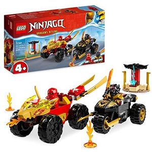 LEGO 71789 NINJAGO Kai en Ras' duel tussen auto en motor, Ninja Race Speelgoed voor Kinderen vanaf 4 jaar met 2 Mini Figuren uit de Dragons Rising TV-serie