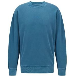 BOSS Wefade sweatshirt voor heren van French Terry met ronde hals en meerlaags logo, blauw, XL