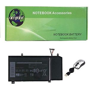 Amsahr vervangende laptopbatterij voor Dell 1F22N, 0JJPFK, ALienware m17 R1, G7 7590-D2769B - bevat mini optische muis zwart