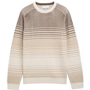 TOM TAILOR heren trui, 38686 - Brown Beige Gradient Stripe, XXL