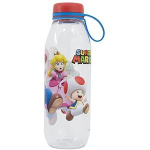 Ecozen Super Mario Waterfles voor kinderen, 650 ml, met deksel en hanger