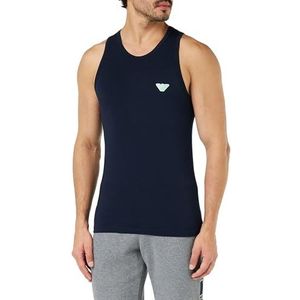 Emporio Armani Glanzende Logoband Tank Marine, Marinier, XL