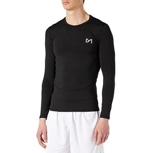 MEETYOO Compressieshirt voor heren, T-shirt met lange mouwen voor hardlopen, fietsen, fitness, Zwart, S