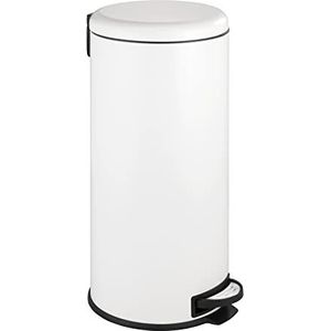 Wenko - Bidone pattumiera a pedale Nova in acciaio INOX, Acciaio Inox, Bianco, 30 L