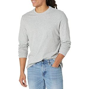 Amazon Essentials Men's T-shirt met lange mouwen en slanke pasvorm, Lichtgrijs, S
