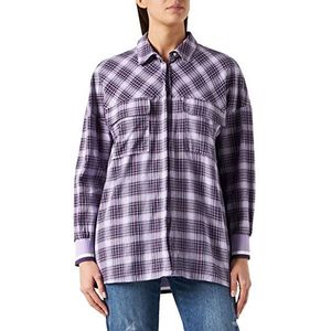IPEKYOL Womens Below Hips Plaid Patroon Shirt, Paars, 38