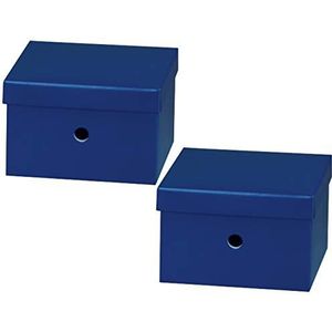 Nips Uni Colour multifunctionele doos, 2-delige verpakking, blauw, B 26, 5 x D 26, 5 x H 16, 5 cm