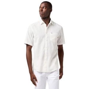 Wrangler - One Pocket Overhemd - Korte Mouwen - Blauw - Linnen/Katoen