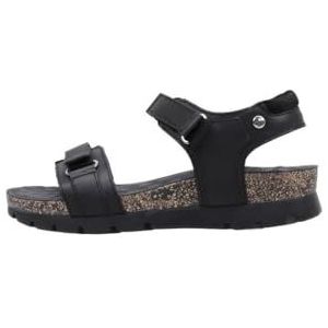 Panama Jack - Damessandalen - Zwart - Geolied Napa Leer - Klittenbandsluiting