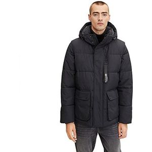 TOM TAILOR Uomini Puffer jas met capuchon 1032491, 29999 - Black, M