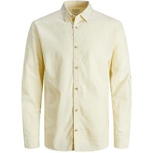 JACK & JONES Heren Jjesummer Linen Shirt Ls Sn Shirt met lange mouwen, French Vanilla, XXL