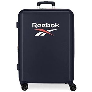 Reebok Roxbury koffer, middelgroot, blauw, 48 x 70 x 26 cm, vaste ABS-kunststof, geïntegreerde TSA-sluiting, 81 l, 2,5 kg, 4 dubbele wielen, Blauw, Maleta mediana, Middelgrote koffer
