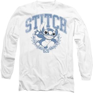 Disney Lilo and Stitch College Unisex T-shirt met lange mouwen, wit, Large, Wit, L