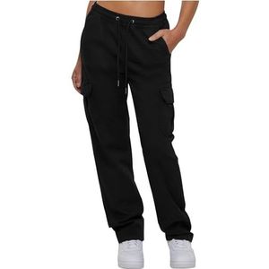 Urban Classics Twill Cargo Pants voor dames, hoge taille, zwart, XS