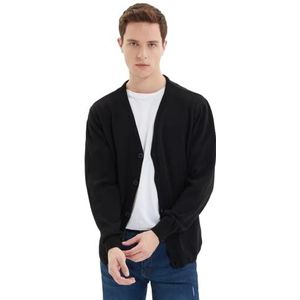 Trendyol Heren V-hals met slogan Regular Cardigan Sweater, zwart, M, Zwart, M
