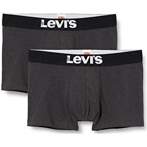 Levi's Levi's Men's Solid Basic Trunks boxershorts voor heren, 2 stuks, grijs, 18 EU, grijs